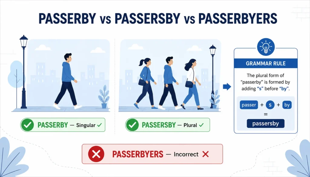 Passerby, Passersby, or Passerbyers